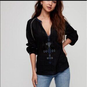 Aritzia Sunday Best Black Annalise Boho Blouse Size XS
